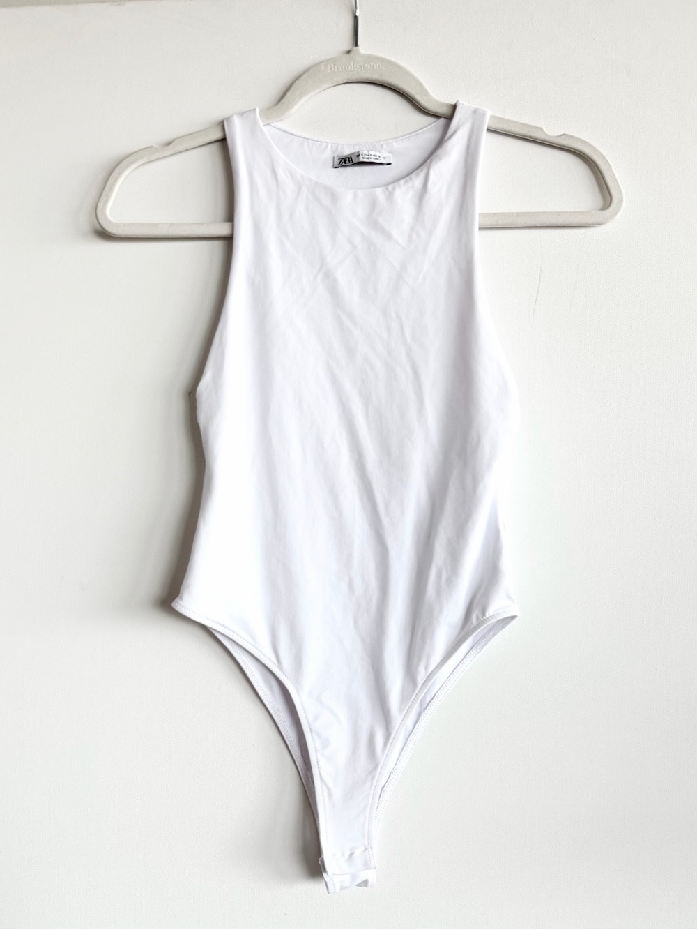 White Zara High Neck Sleeveless Bodysuit Size S